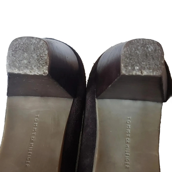 VTG 90s Y2K Tommy Hilfiger Brown Leather Chunky Heel Womens Platform Shoe Size 9 - Picture 6 of 12